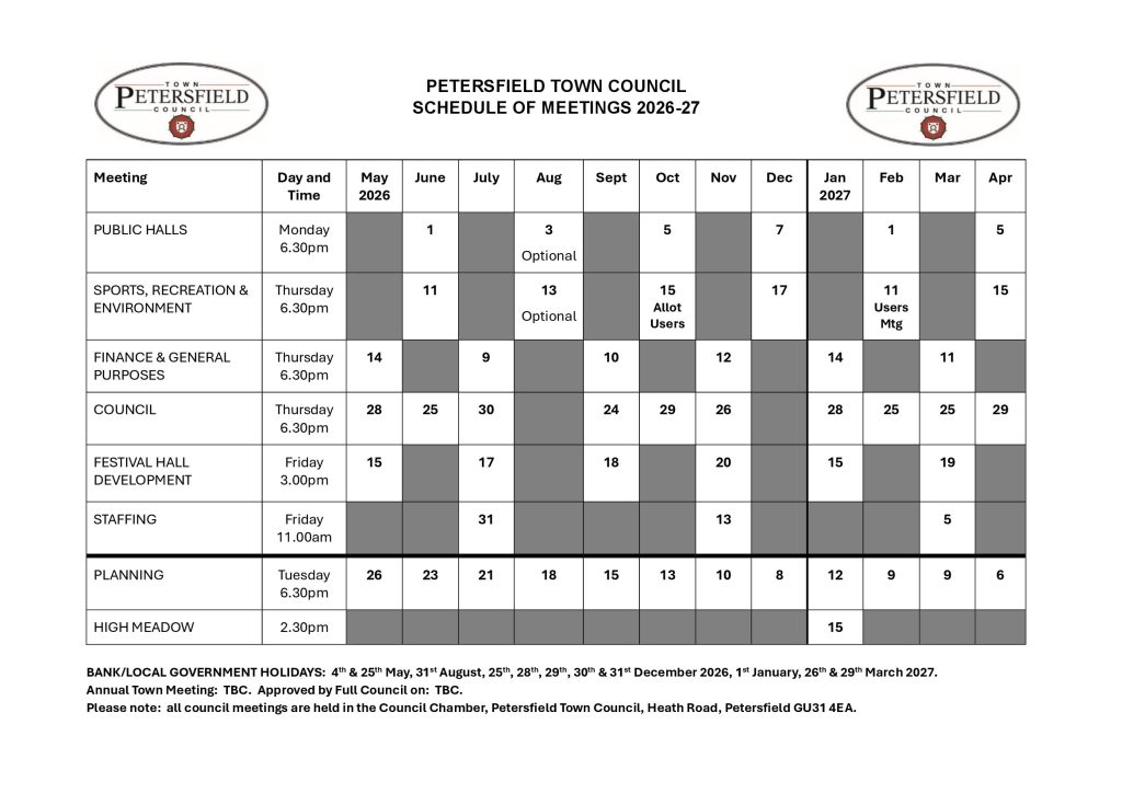 Schedule of meetings 2026-27